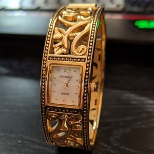 Gossip Gold Tone Filigree Cuff Watch